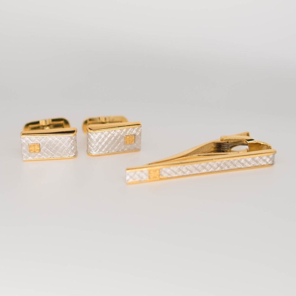 Vintage Givenchy Tie Clips + Cufflink Set